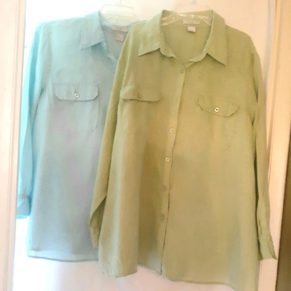 TWO TIMELESS PASTEL LINEN SHIRTS
